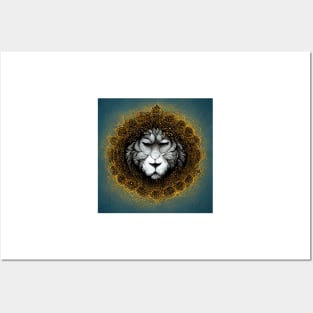 Golden Mandala Lion Posters and Art